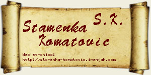Stamenka Komatović vizit kartica